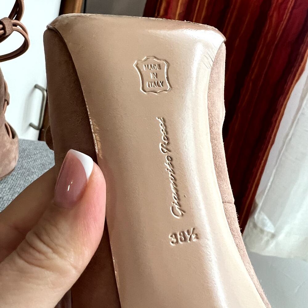 gianvito rossi marquis suede pumps straps size 38.5 38 1/2 dust pink - Picture 4 of 8